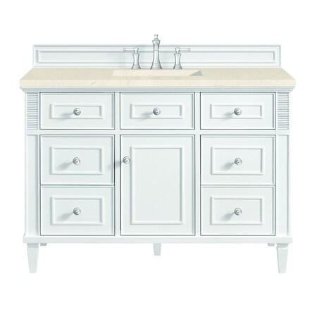 James Martin Vanities 48'' Single Vanity, Bright White w/ 3 CM Eternal Marfil Quartz Top 424-V48-BW-3EMR
